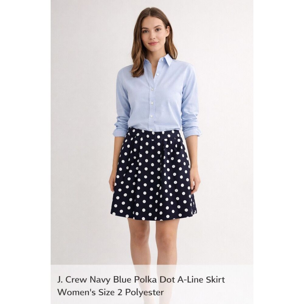 J.Crew Navy Polka Dot A-Line Skirt Women’s Size 2 Lined